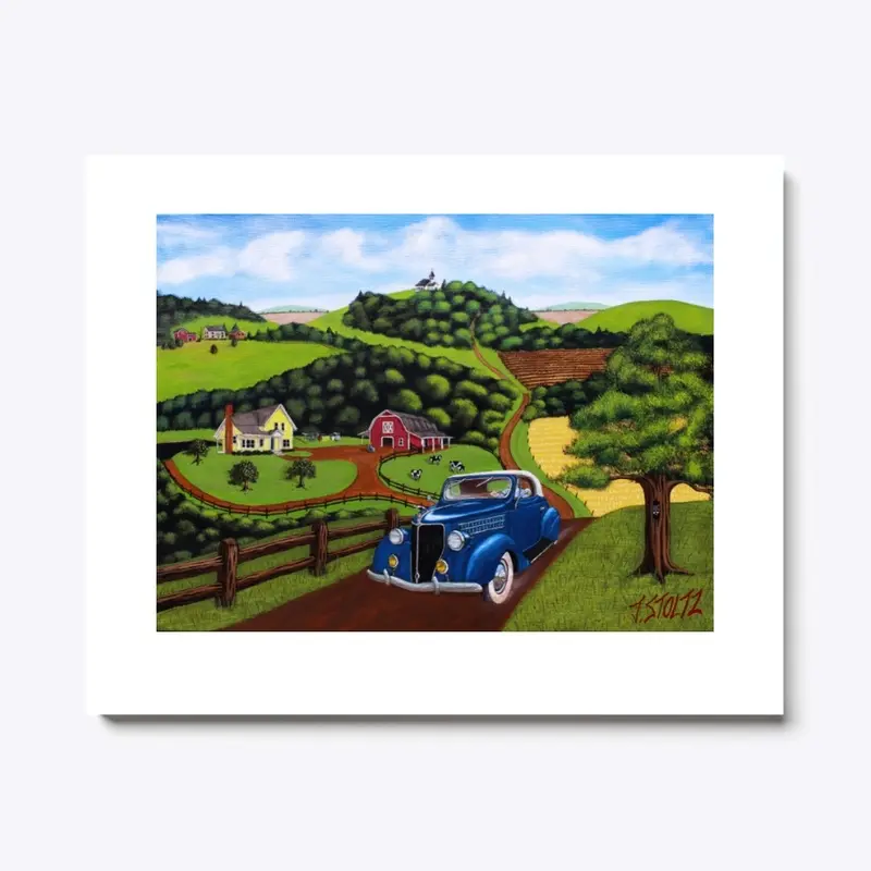 J Stoltz Automotive Folk Art Print 